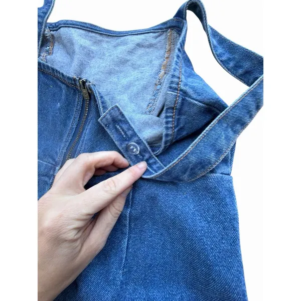 Hollister California Women Blue Denim Jean Sleeveless Dress XS Summer Denim - Image 5