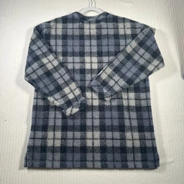 Vintage Woolrich Women’s XL Blue Plaid Fleece Pullover Long Sleeve Crewneck - Image 12