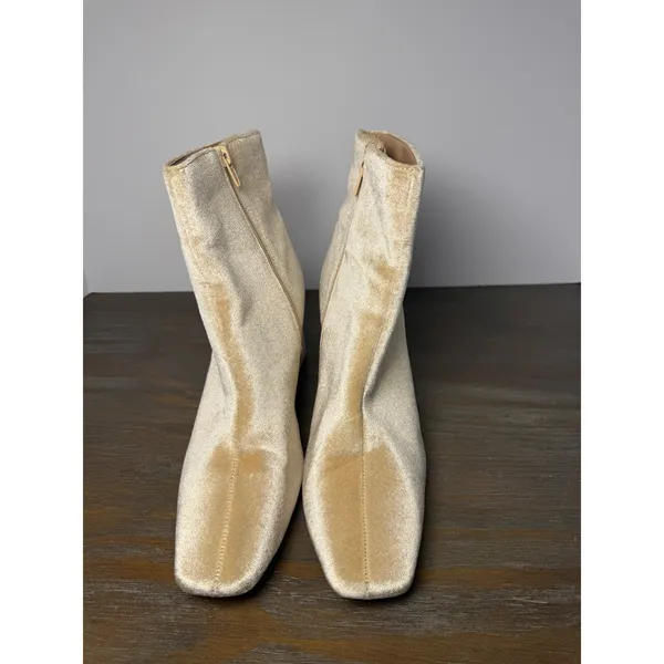 Journee‎ Collection Hazara Velvet Square Toe Ankle Boots Tan Size 10 - Image 7