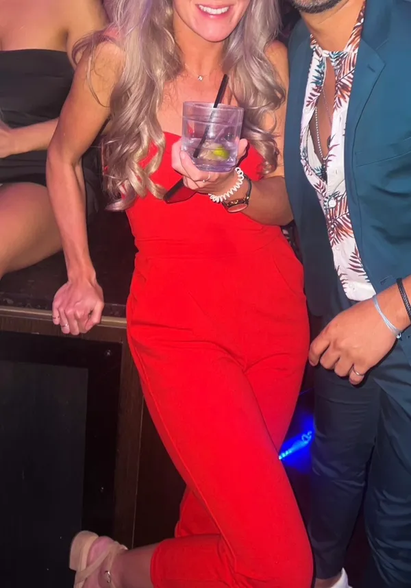 Express Jumpsuit Red Strapless - Image 3