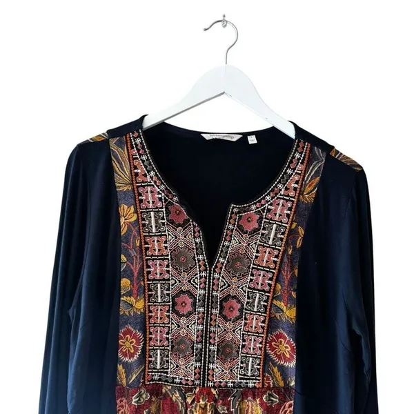 Soft Surroundings Embroidery Floral Inserts Long Sleeves SZ L # 2366 - Image 2