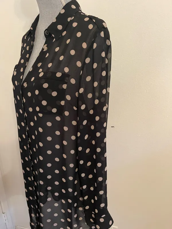 Old Navy Black Polka Dot Dress. Size L - Image 5