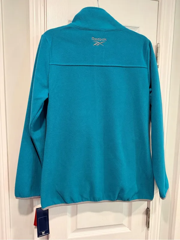 NWT Reebok Size M Teal Full Zip Fleece Jacket Retro Colorblock Outdoor Active - Image 6
