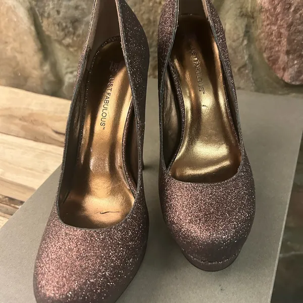 Heels Just Fabulous Shimmering Brown Glitter Heels 8 1/2 Like new-Gorgeous - Image 9