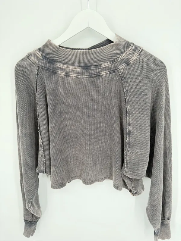 Free People Fun Times Turtle Thermal Pullover Black XS - Image 4
