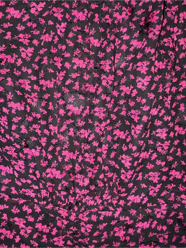 Astr Black Mini Dress with Pink Floral Print - Image 3