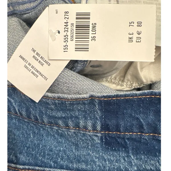Abercrombie & Fitch The 90s‎ Relaxed High Rise Jeans Raw Hem Size 36/22 Long NEW - Image 8
