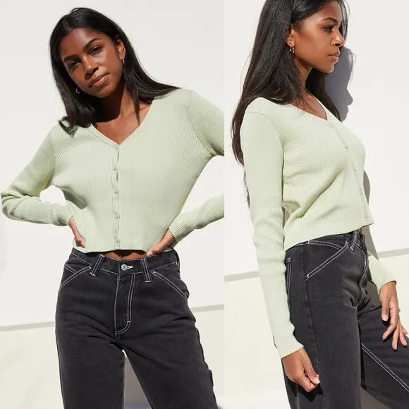 John Galt Pale Green Shannon Cardigan - Image 2