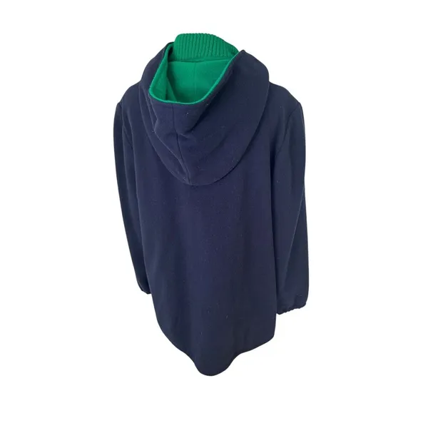 Vintage Authentic MacKintosh Vestcoat Navy Blue Green Button Wool Coat Hooded 14 - Image 6