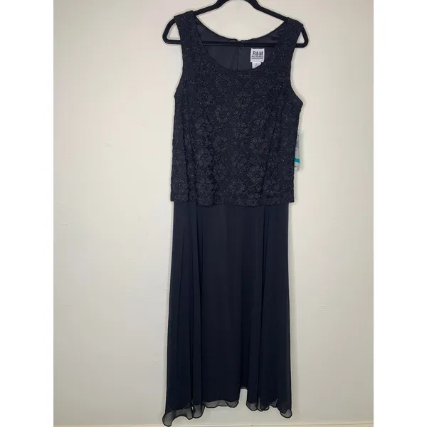 NWT R&M Richards Black Formal Dress Lace Chiffon Sz 18 - Image 5