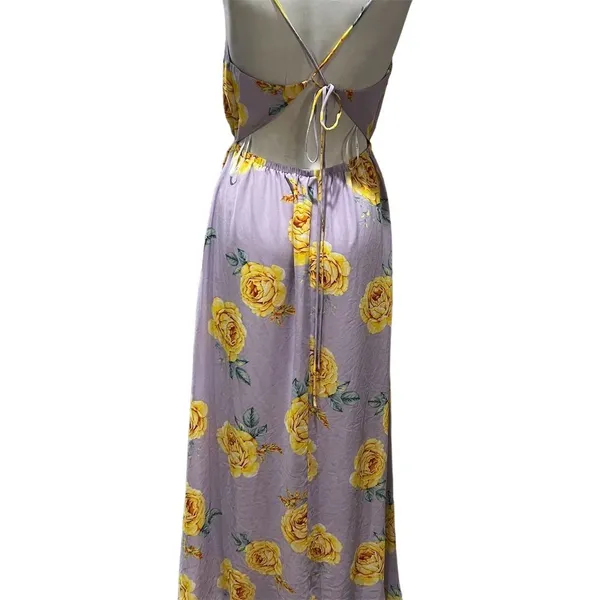 Lulus Lavender Floral Print Backless Maxi Dress Size M Sleeveless V-Neck - Image 11
