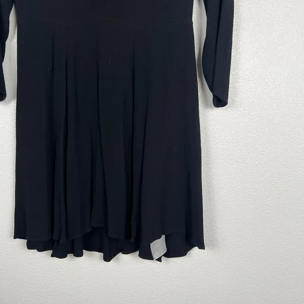 Reformation Womens Black V Neck Skater Mini Dress Long Sleeve‎ Size 8 - Image 3