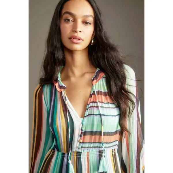 Anthropologie Marais Maxi Tiered Dress Printed Chiffon - Image 4