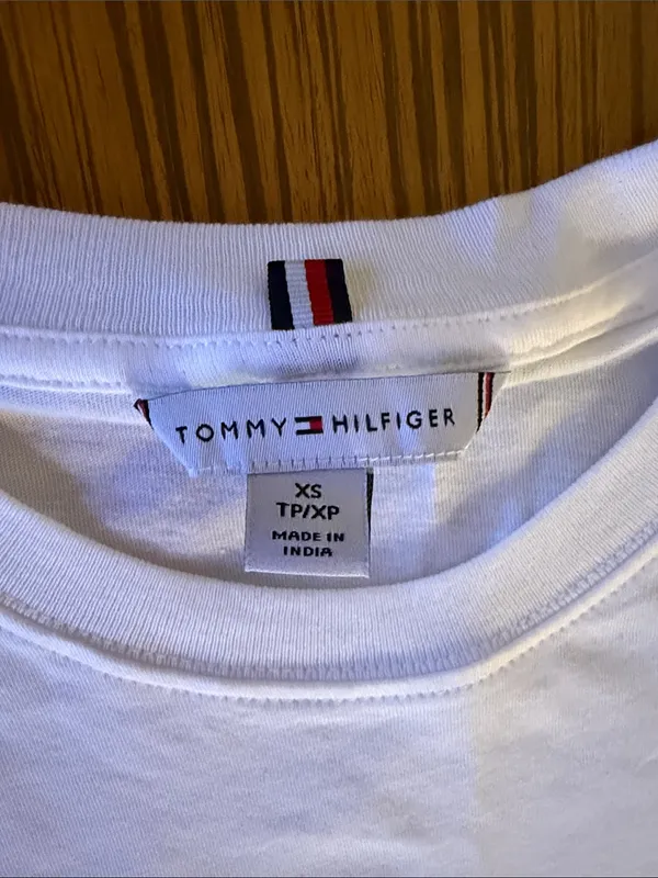 Tommy Hilfiger White Tee with Pink & Yellow Floral Logo - Image 2