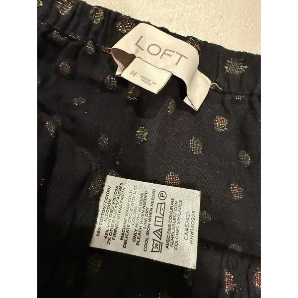Loft Blouse Womens Medium On/Off Shoulder Polka Dot Cotton Travel Vacation - Image 3