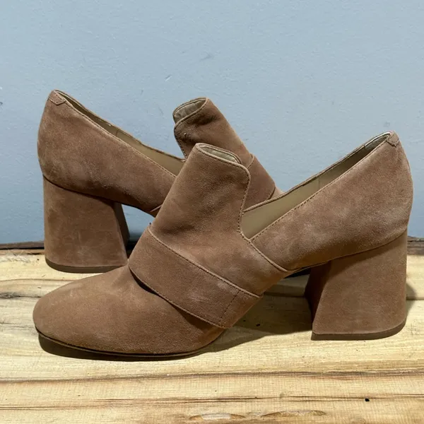 Nine West‎ Taupe Suede Block Heel Loafers Size 9 A38 - Image 8