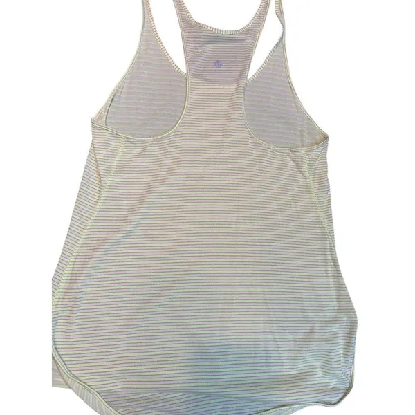 Lululemon Womens yellow Striped Racerback Tank Top sz 10 - Image 4