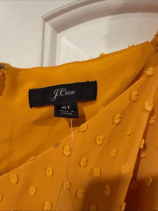 J. Crew Mustard Swiss Dot Tiered Midi Dress‎ 6T - Image 4