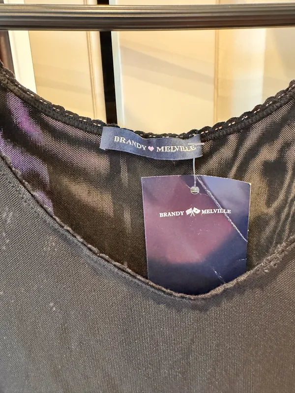 NWT Brandy Melville Mesh Tank Top Double Layer Black S M - Image 8