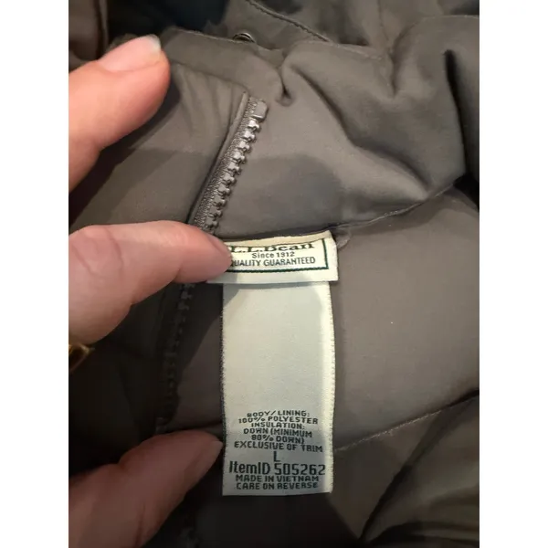 LL Bean Womens Ultrawarm Down Coat Gray Hooded Puffer Parka Jacket Large 505262 - Image 3