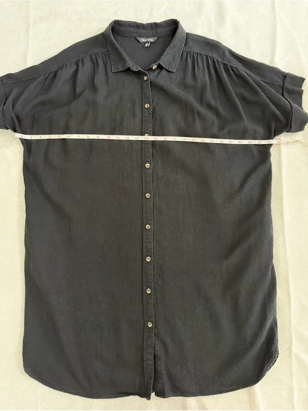 Well Worn Black Linen Blend Oversized Shirt Dress Pockets XXL - Image 6