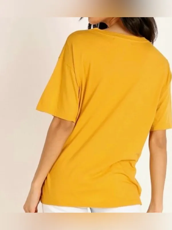 Daydreamer Mustard Johnny Cash Coastal Cowgirl Boho Preppy Slouchy Graphic Tee S - Image 3