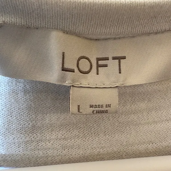 LOFT Striped Button‎ Front Cardigan Sweater Size Large White Navy - Image 4