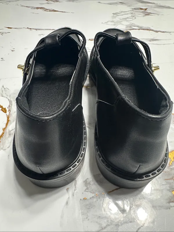 Chic Black Mary Jane Loafers Gold Accent ,Cute Style. - Image 8