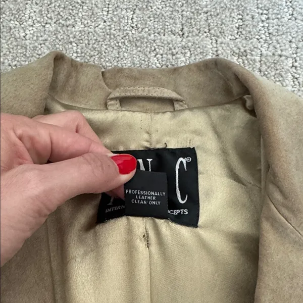 Vintage Tan Suede Blazer tie front long coat - Image 4