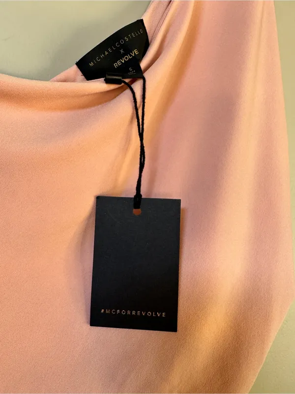 NWT Michael Costello x Revolve Bodycon Mini Dress Blush Pink one shoulder Small - Image 9