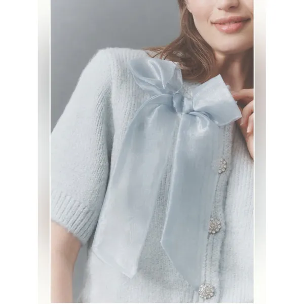 Anthropologie Maeve Short-Sleeve Bow Cardigan Sweater - Image 3