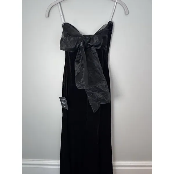 Lulu's Mesmerizing Elegance Black Velvet Back Bow Maxi Dress XS NWT $84 - Image 11