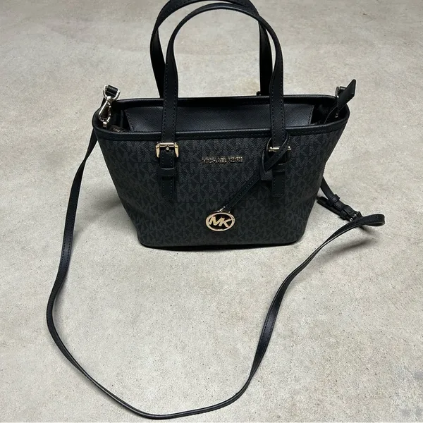 Michael Kors Black Jet Set Travel Extra-Small Logo Top-Zip Tote Bag - Image 2