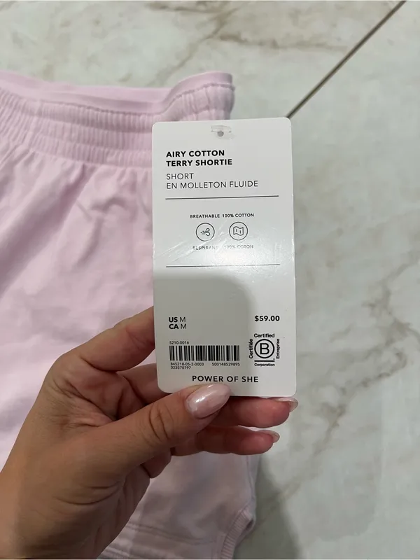 NWT Athleta Ballet Pink Airy Cotton Terry Shortie Shorts Size Medium $59 - Image 3