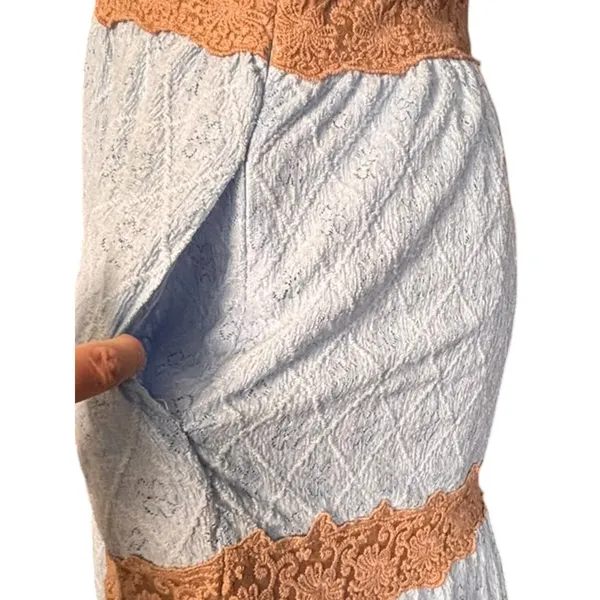Davi & Dani Blue Lace Trim Tiered Maxi Dress Cottagecore Boho Dress Romantic - Image 8