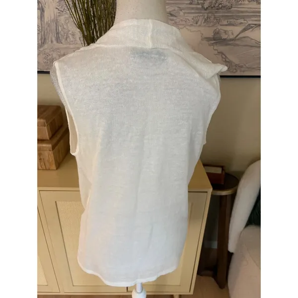 ALICE + OLIVIA White Linen Knit Sleeveless Wrap Top Size‎ Small - Image 2
