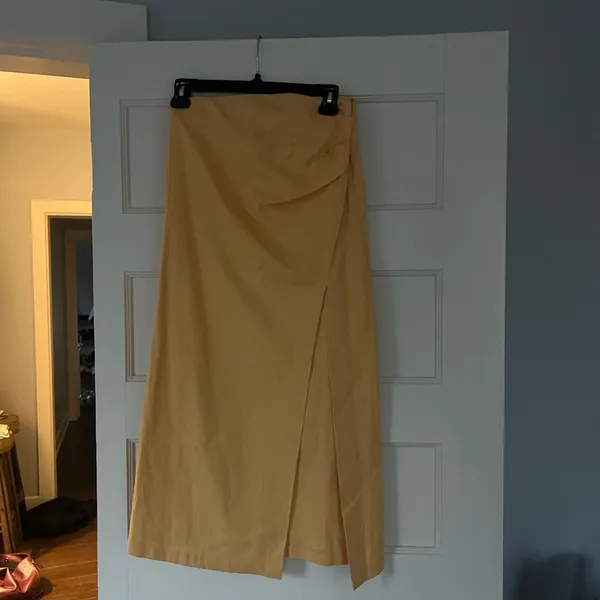 Yellow / orange Zara linen skirt - Image 5