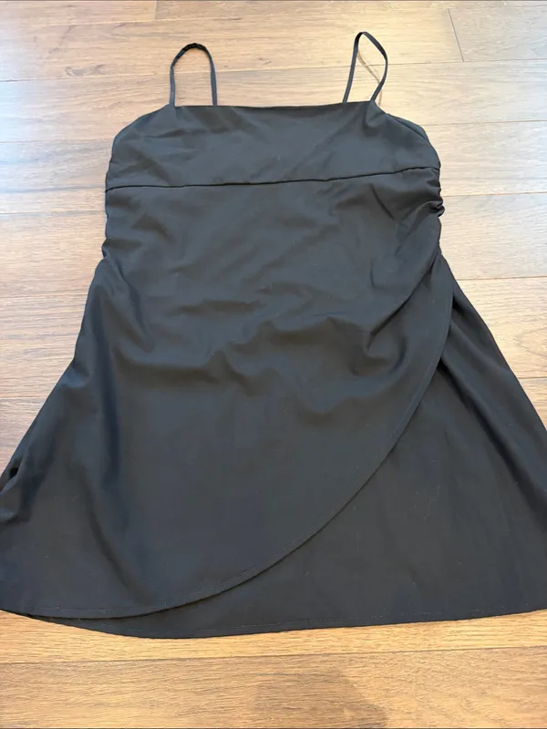 ZARA Woman Black Strappy Mini Dress Straight Neck Large - C30-109 - Image 3