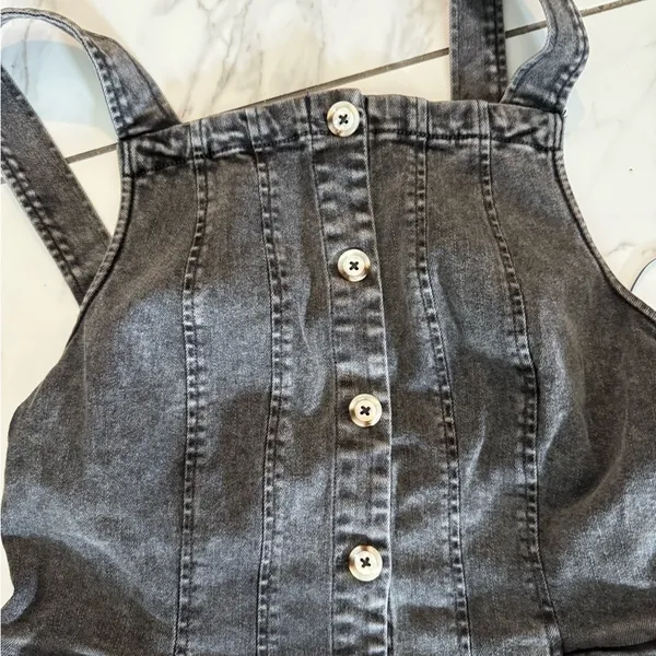 Free People Black Wash Denim Dress Size Small - Image 3