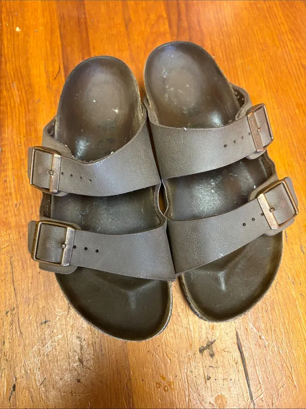 Birkenstock Dark Brown Two-Strap Slide Sandals - Image 2