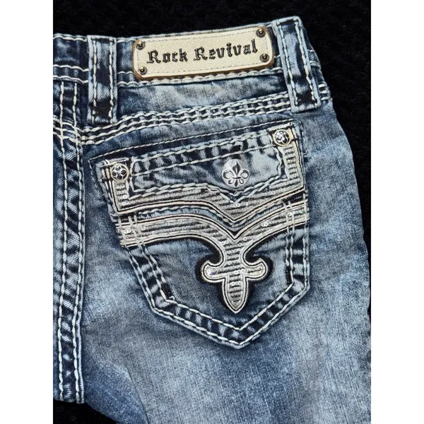 Rock Revival‎ Jeans Womens Blue Janelle Capri Wash Denim Size 25 - Image 9