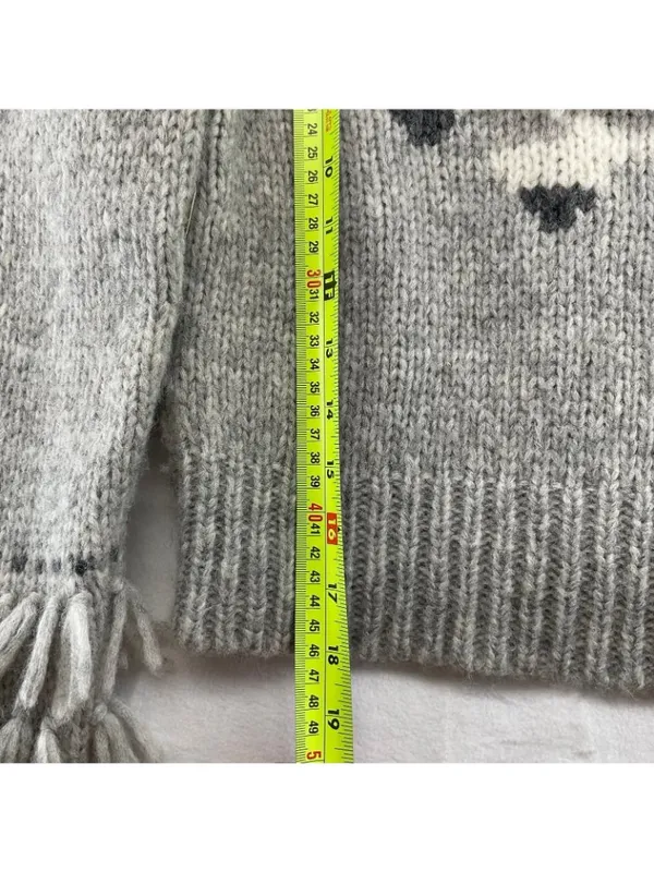 LoveShackFancy Atlas Grey Fringe Sweater Alpaca Size Small - Image 6