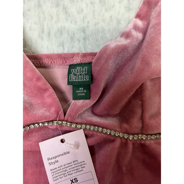 Wild‎ Fable XS Pink Velour Mini Dress with adjustable straps - Image 4