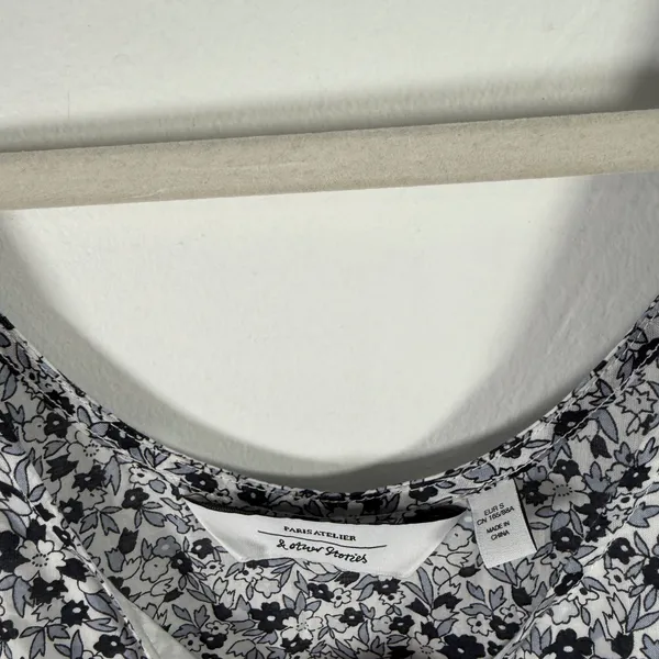 &‎ Other Stories Black White Floral Tiered Babydoll Mini Dress Womens Small - Image 5