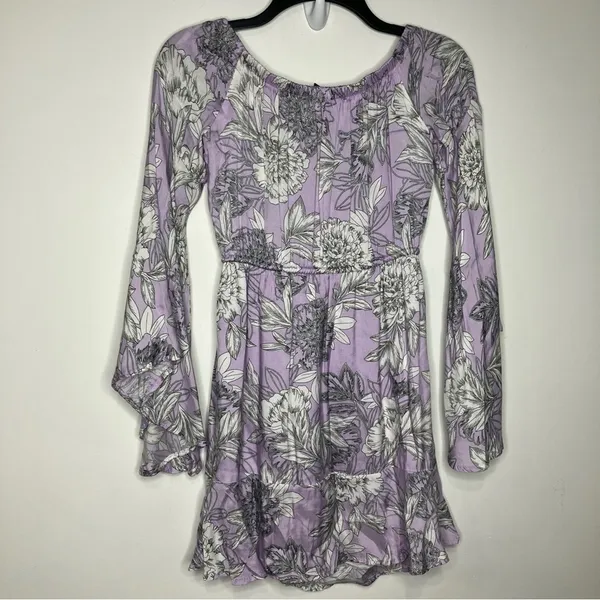 Bardot Britt Lavender‎ floral off the shoulder dress size 4/XS - Image 9