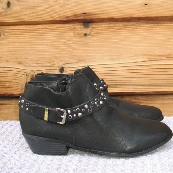 Sam Edelman Black Vegan Leather Studded Boots - Image 2