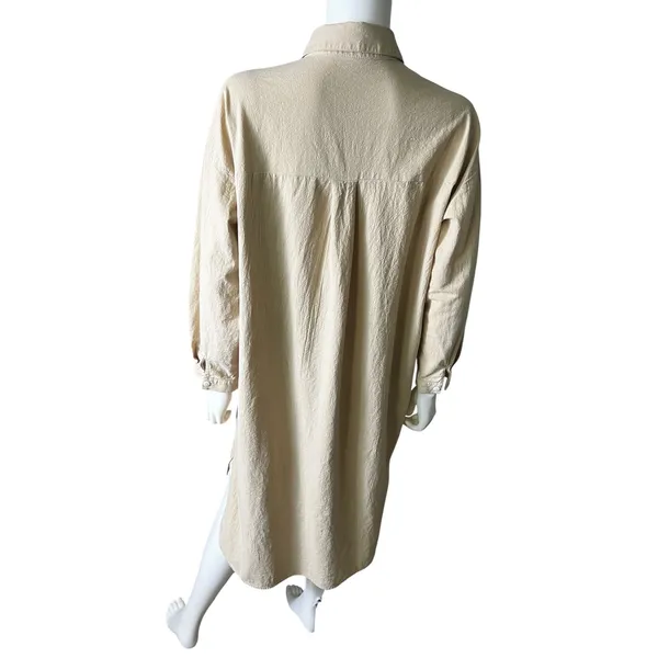 GGUHHU Womens Small Beige Shirt Dress Oversized Button Front Midi Tunic - Image 4