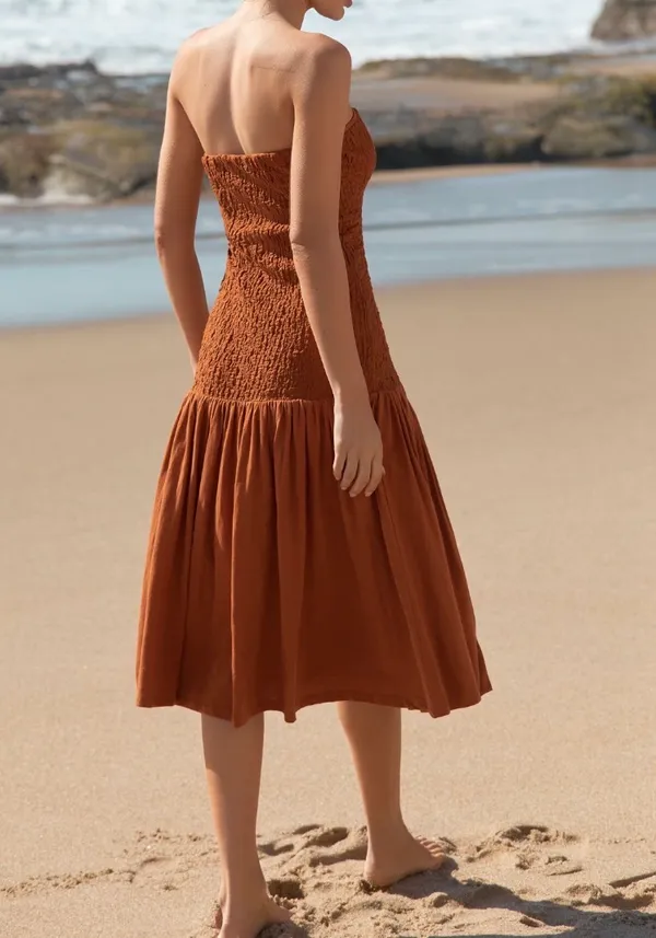 Anthropologie Celandine Strapless Popcorn Midi Dress, Size S/M - Image 5