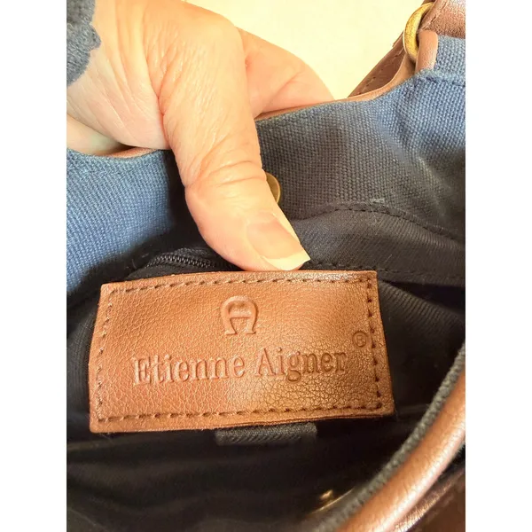Etienne Aigner Crossbody Bag Women's Blue Detachable Strap Lightweight Leather - Image 10