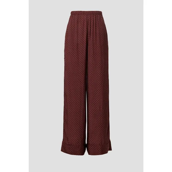 Splendid Lumi Maroon Wide Leg Geometric Print Satin Pants Size XL - Image 4